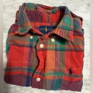 Ralph Lauren Kids' Red and Green Plaid Shirt